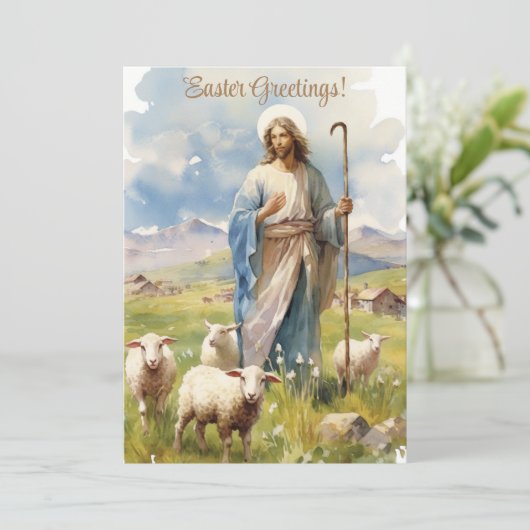 イースターの恵み:羊の中のイエス シーズンカード (スタンド正面)