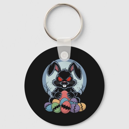イースターの悪魔のうさぎ 恐怖の赤い目 モンスター キーホルダー (正面)