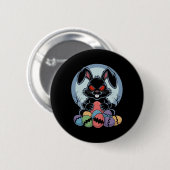 イースターの悪魔的うさぎ 恐怖の兎 赤い目 モンスター 缶バッジ (正面&裏面)