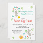 イースターの招待 ウサギと卵の宝探し 招待状 (正面/裏面)