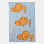 イースターの挨拶のヒナ（青） キッチンタオル (縦)