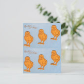 イースターの挨拶のヒナ（青） シーズンポストカード (スタンド正面)