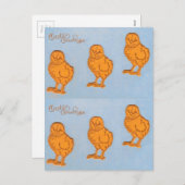 イースターの挨拶のヒナ（青） シーズンポストカード (正面/裏面)