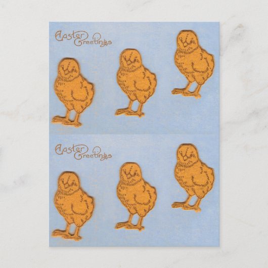 イースターの挨拶のヒナ（青） シーズンポストカード (正面)