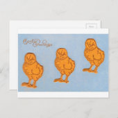 イースターの挨拶のヒナ（青） シーズンポストカード (正面/裏面)