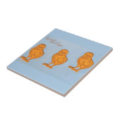 イースターの挨拶のヒナ(青) タイル (側面)