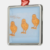 イースターの挨拶のヒナ（青） メタルオーナメント (左)