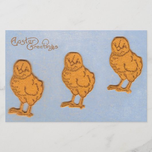 イースターの挨拶のヒナ（青） 便箋 (正面)