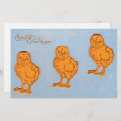 イースターの挨拶のヒナ（青） 便箋 (正面/裏面)