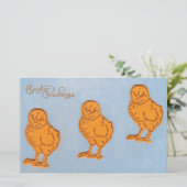 イースターの挨拶のヒナ（青） 便箋 (スタンド正面)