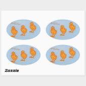 イースターの挨拶のヒナ（青） 楕円形シール (シート)