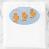 イースターの挨拶のヒナ（青） 楕円形シール (バッグ)