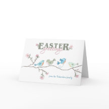 イースターの挨拶の水色の鳥の手足