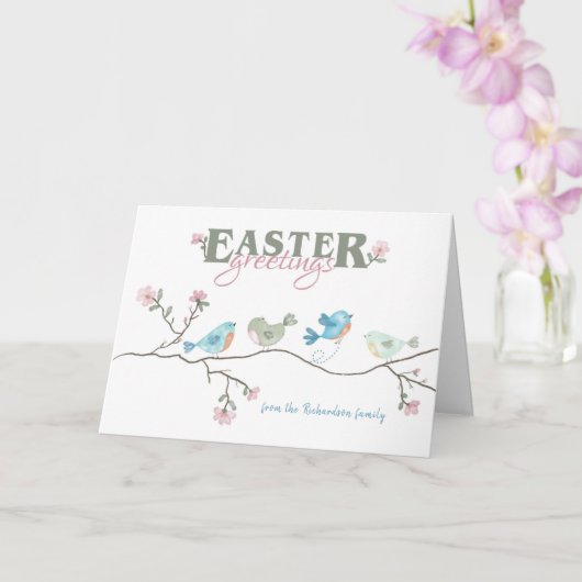 イースターの挨拶の水色の鳥の手足 カード (蘭)