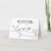 イースターの挨拶の水色の鳥の手足 カード (正面)