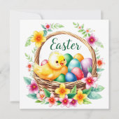 イースターの挨拶の熱帯性の雛と卵 シーズンカード (正面)