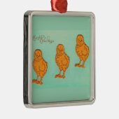 イースターの挨拶　チキンズ　グリーン メタルオーナメント (右)
