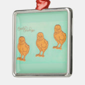 イースターの挨拶　チキンズ　グリーン メタルオーナメント (左)