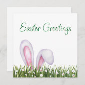 イースターの挨拶、バニーカード、四角空白の内側 招待状 (正面/裏面)