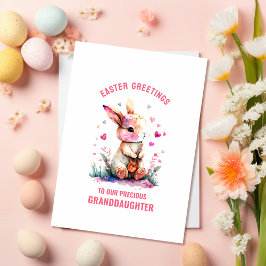 イースターの挨拶 孫娘 ギター ウサギ カード