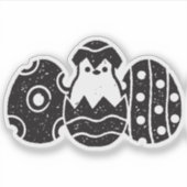 イースターの日に軽く黒いベビーチキン&エッグ シール (正面)