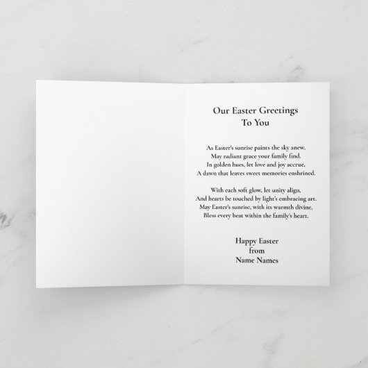 イースターの日の出があなたのハートを照らす カード (内部)