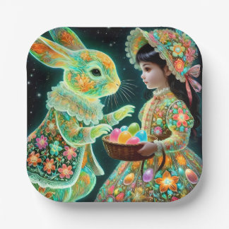 イースターの日ヴィンテージチャイルドバニー3D飾 ～～ ペーパープレート