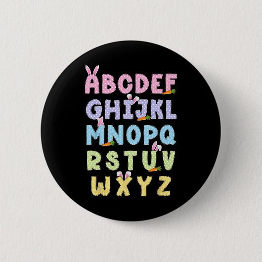 イースターの日 アルファベット ABCs エレメノ 教員向け 缶バッジ (正面)