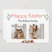 イースターの日、家族へのハッピーイースター2枚の写真 シーズンカード (正面/裏面)