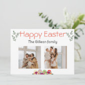 イースターの日、家族へのハッピーイースター2枚の写真 シーズンカード (スタンド正面)