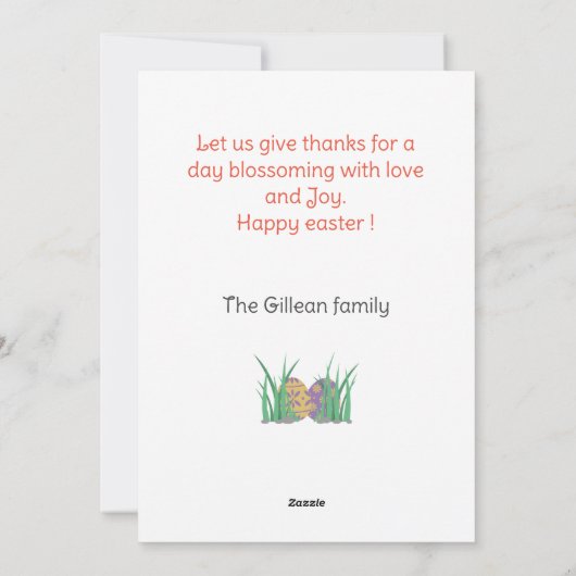 イースターの日、家族へのハッピーイースター2枚の写真 シーズンカード (裏面)