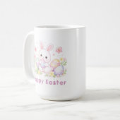 イースターの春のデザイン - かわいいウサギ コーヒーマグカップ (正面左)
