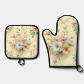 イースターの春の花 鍋つかみ&鍋敷きセット (正面)
