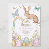イースターの朝食と卵の宝探し イースターのウサギのパーティー 招待状 (正面)