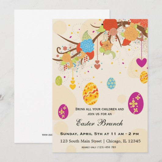 イースターの朝食 招待状 (正面/裏面)