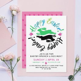 イースターの楽しいお食事会と卵の宝探しパーティー うさぎ 多彩なパーティー 招待状