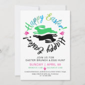 イースターの楽しいお食事会と卵の宝探しパーティー うさぎ 多彩なパーティー 招待状 (正面)