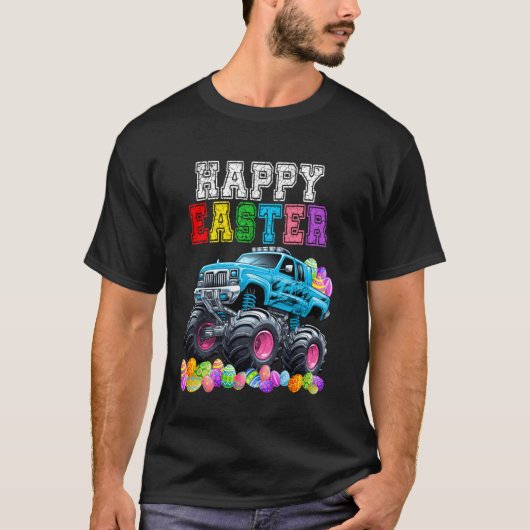 イースターの楽しいモンスタートラックとうさぎの耳 Tシャツ (正面)