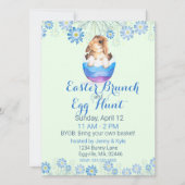 イースターの水ストライプの色バニー 招待状 (正面)