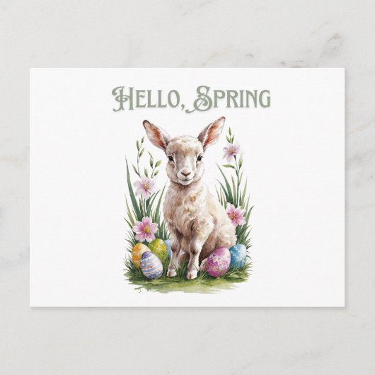 イースターの水彩の塊、卵&花 ポストカード (正面)