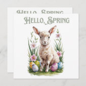 イースターの水彩の塊、卵&花 招待状 (正面/裏面)