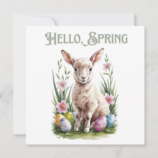 イースターの水彩の塊、卵&花 招待状 (正面)