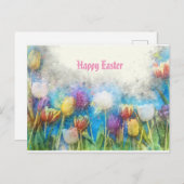 イースターの水彩チューリップ ポストカード (正面/裏面)