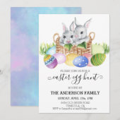 イースターの水彩卵の宝探し 招待状 (正面/裏面)