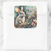 イースターの水彩森林うさぎ スクエアシール (バッグ)