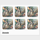 イースターの水彩森林のウサギ スクエアシール (シート)