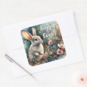 イースターの水彩森林ウサギ スクエアシール (封筒)