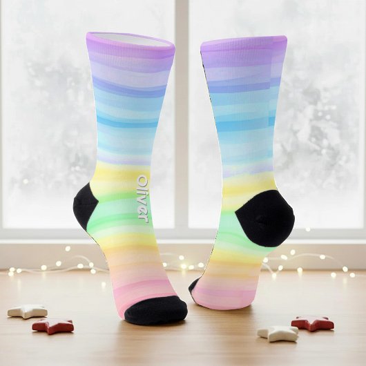 イースターの水彩背景名パーソナライズされた ソックス