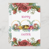 イースターの水彩花のバラの卵のひよこ シーズンカード (正面/裏面)
