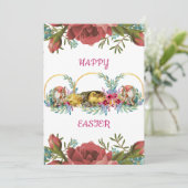イースターの水彩花のバラの卵のひよこ シーズンカード (スタンド正面)